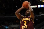 LOS ANGELES, CA - MARCH 13:  Guard Ty Abbott #3 of the Arizona State Sun Devils goes up for a shot against the Washington Huskies in the Pacific Life Pac-10 Men's Basketball Tournament at the Staples Center on March 13, 2009 in Los Angeles, California.  (Photo by Harry How/Getty Images)