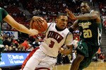 LAS VEGAS - FEBRUARY 20:  Anthony Marshall #3 of the UNLV Rebels drives against Harvey Perry #20 of the Colorado State Rams during their game at the Thomas & Mack Center February 20, 2010 in Las Vegas, Nevada. UNLV won 70-39.  (Photo by Ethan Miller/Getty Images)
