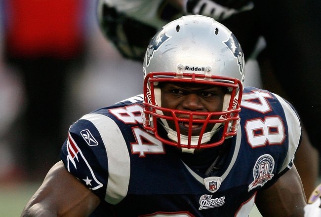 FOXBORO, MA - JANUARY 10:  Benjamin Watson #84 of the New England Patriots reacts after he thought he was interfered with on a play against the Baltimore Ravens during the 2010 AFC wild-card playoff game at Gillette Stadium on January 10, 2010 in Foxboro, Massachusetts. The Ravens won 33-14. (Photo by Elsa/Getty Images)