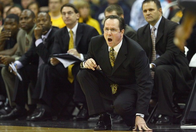 KANSAS CITY,MO - NOVEMBER 23:  Head coach Gregg Marshall of the Wichita State Shockers yells instructions against the Pittsburgh Panthers during the CBE Classic semifinal game on November 23, 2009 at Sprint Center in Kansas City, Missouri. (Photo by: Jamie Squire/Getty Images)
