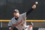 DUNEDIN, FL - MARCH 7: Pitcher Nate Robertson #29 of the Detroit Tigers throws in relief against the Toronto Blue Jays March 7, 2010 at Dunedin Stadium in Dunedin, Florida. (Photo by Al Messerschmidt/Getty Images) 