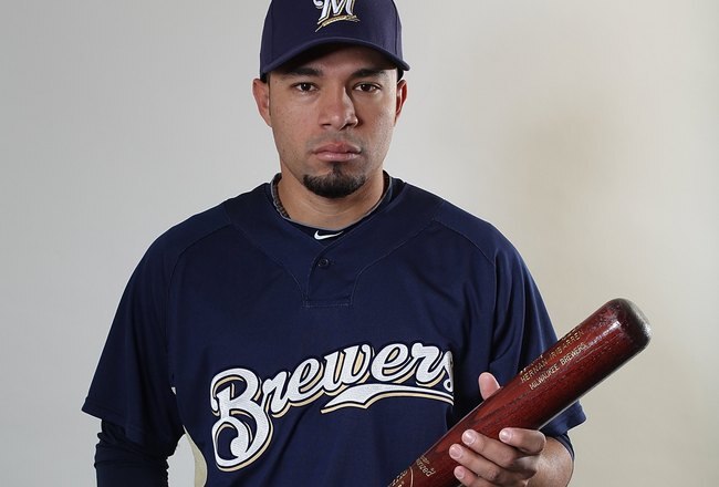 MARYVALE, AZ - MARCH 01:  Hernan Iribarren # 10 poses for a portrait during the Milwaukee Brewers Photo Day at the Maryvale  Baseball Park on March 1, 2010 in Maryvale, Arizona.  (Photo by Jonathan Ferrey/Getty Images)