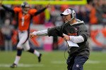DENVER - OCTOBER 04:  Head coach Josh McDaniels of the Denver Broncos celebrates after Brandon Marshall caught the game winning 51 yard touchdown reception against the Dallas Cowboys with 2:47 remaining in the fourth quarter during NFL action at Invesco Field at Mile High on October 4, 2009 in Denver, Colorado. The Broncos defeated the Cowboys 17-10.  (Photo by Doug Pensinger/Getty Images)