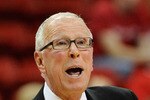 LAS VEGAS - MARCH 12:  Head coach Steve Fisher of the San Diego State Aztecs reacts to an official's call during a semifinal game against the New Mexico Lobos at the Conoco Mountain West Conference Basketball tournament at the Thomas & Mack Center March 12, 2010 in Las Vegas, Nevada. San Diego State won 72-69.  (Photo by Ethan Miller/Getty Images)
