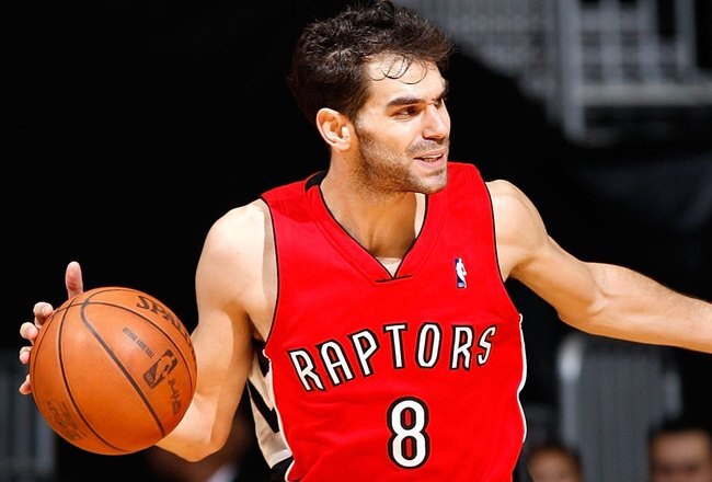 ATLANTA - DECEMBER 02:  Jose Calderon #8 of the Toronto Raptors against the Atlanta Hawks at Philips Arena on December 2, 2009 in Atlanta, Georgia.  NOTE TO USER: User expressly acknowledges and agrees that, by downloading and/or using this Photograph, User is consenting to the terms and conditions of the Getty Images License Agreement.  (Photo by Kevin C. Cox/Getty Images)