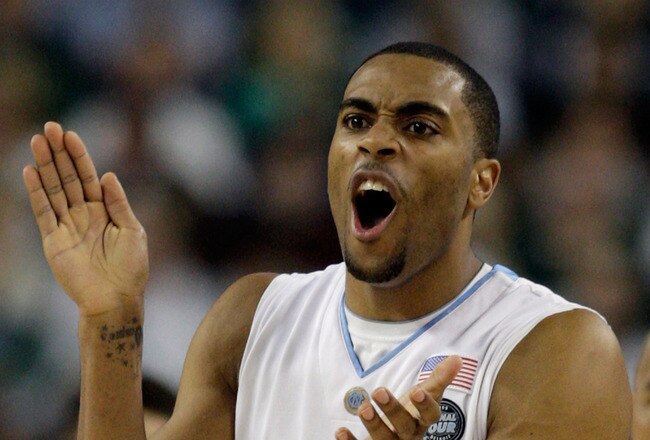 DETROIT - APRIL 06:  Wayne Ellington #22 of the North Carolina Tar Heels reacts in the first half against the Michigan State Spartans during the 2009 NCAA Division I Men's Basketball National Championship game at Ford Field on April 6, 2009 in Detroit, Michigan.  (Photo by Andy Lyons/Getty Images)