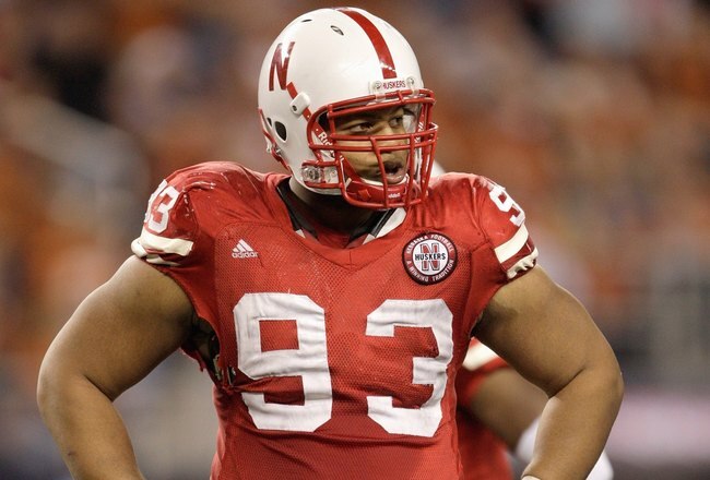 ARLINGTON, TX - DECEMBER 5: Ndamukong Suh #93 of the Nebraska Cornhuskers stands on the field during Big 12 Football Championship game against the Texas Longhorns at Cowboys Stadium on December 5, 2009 in Arlington, Texas. (Photo by Jamie Squire/Getty Images)