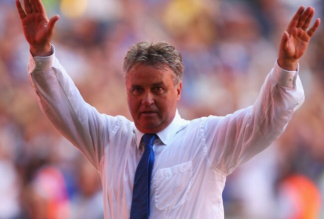LONDON, ENGLAND - MAY 30:  Chelsea Manager Guus Hiddink celebrates victory during the FA Cup sponsored by E.ON Final match between Chelsea and Everton at Wembley Stadium on May 30, 2009 in London, England.  (Photo by Mike Hewitt/Getty Images)
