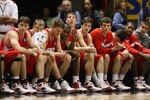 BOISE, ID - MARCH 20:  The bench of the Cornell Big Red look on during their loss to the Missouri Tigers in the first round of the NCAA Division I Men's Basketball Tournament at the Taco Bell Arena on March 20, 2009 in Boise, Idaho.  (Photo by Jed Jacobsohn/Getty Images)