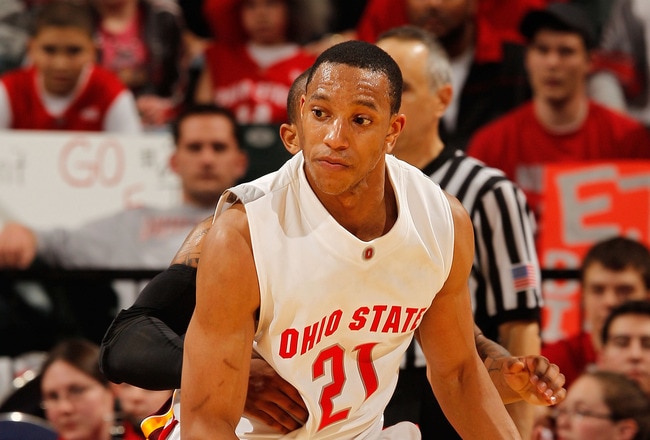 INDIANAPOLIS - MARCH 14:  Guard Evan Turner #21 of the Ohio State Buckeyes dribbles the ball in the second half of the championship game in the Big Ten Men's Basketball Tournament against the Minnesota Golden Gorphers at Conseco Fieldhouse on March 14, 2010 in Indianapolis, Indiana.  (Photo by Jonathan Daniel/Getty Images)