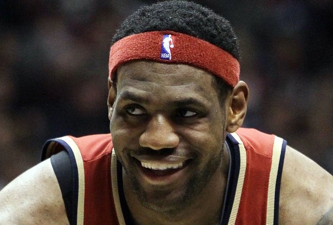 EAST RUTHERFORD, NJ - MARCH 03:  LeBron James #23 of the Cleveland Cavaliers looks on against the New Jersey Nets at the Izod Center on March 3, 2010 in East Rutherford, New Jersey.NOTE TO USER: User expressly acknowledges and agrees that, by downloading and or using this photograph, User is consenting to the terms and conditions of the Getty Images License Agreement.  (Photo by Jim McIsaac/Getty Images)