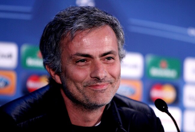 LONDON, ENGLAND - MARCH 15:  Jose Mourinho manager of Inter Milan speaks to the media during a press conference ahead of their UEFA Champions League last 16 second leg match against Chelsea at Stamford Bridge on March 15, 2010 in London, England.  (Photo by Phil Cole/Getty Images)