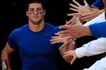 GAINESVILLE, FL - NOVEMBER 28:  Tim Tebow #15 of the Florida Gators shakes hands with the fans prior to the game against the Florida State Seminoles at Ben Hill Griffin Stadium on November 28, 2009 in Gainesville, Florida.  (Photo by Sam Greenwood/Getty Images)