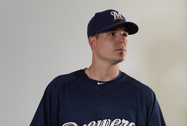 MARYVALE, AZ - MARCH 01:  Manny Parra #26 poses for a portrait during the Milwaukee Brewers Photo Day at the Maryvale  Baseball Park on March 1, 2010 in Maryvale, Arizona.  (Photo by Jonathan Ferrey/Getty Images)