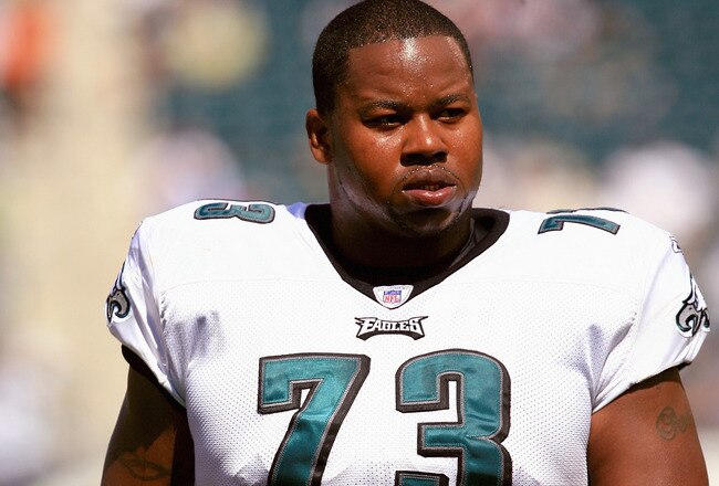 PHILADELPHIA - SEPTEMBER 17:  Offensive lineman Shawn Andrews #73 of the Philadelphia Eagles looks on before the game against the New York Giants at Lincoln Financial Field on September 17, 2006  in Philadelphia, Pennsylvania. The Giants defeated the Eagles 30-24 in overtime.  (Photo by Jamie Squire/Getty Images)