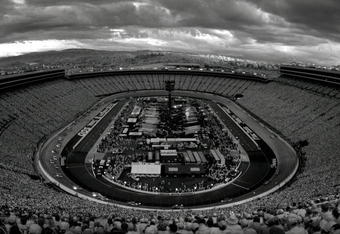 BRISTOL, TN - AUGUST 22: (EDITORS NOTE: AN INFRARED CAMERA WAS USED TO CREATE THIS IMAGE) A general view of cars racing during the NASCAR Sprint Cup Series Sharpie 500 at Bristol Motor Speedway on August 22, 2009 in Bristol, Tennessee.  (Photo by Jason Smith/Getty Images for NASCAR)
