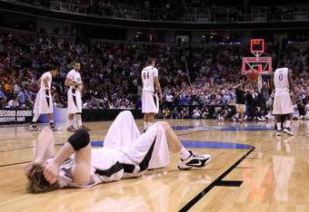 SAN JOSE, CA - MARCH 18:  Center A.J. Ogilvy #4 of the Vanderbilt Commodores reacts after being defeated by the Murray State Racers 66-65 in the first round of the 2010 NCAA men�s basketball tournament at HP Pavilion on March 18, 2010 in San Jose, California.  (Photo by Jed Jacobsohn/Getty Images)