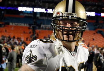 MIAMI GARDENS, FL - FEBRUARY 07:  Jeremy Shockey #88 of the New Orleans Saints leaves the field after his team defeated the Indianapolis Colts during Super Bowl XLIV on February 7, 2010 at Sun Life Stadium in Miami Gardens, Florida.  (Photo by Jonathan Daniel/Getty Images)