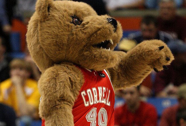 BOISE, ID - MARCH 20:  The mascot of the Cornell Big Red is seen on the court during the game against the Missouri Tigers in the first round of the NCAA Division I Men's Basketball Tournament at the Taco Bell Arena on March 20, 2009 in Boise, Idaho.  (Photo by Jed Jacobsohn/Getty Images)