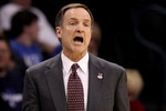 OKLAHOMA CITY - MARCH 18:  Head coach Lon Kruger of the UNLV Rebels reacts against the Northern Iowa Panthers during the first round of the 2010 NCAA men's basketball tournament at Ford Center on March 18, 2010 in Oklahoma City, Oklahoma.  (Photo by Ronald Martinez/Getty Images)