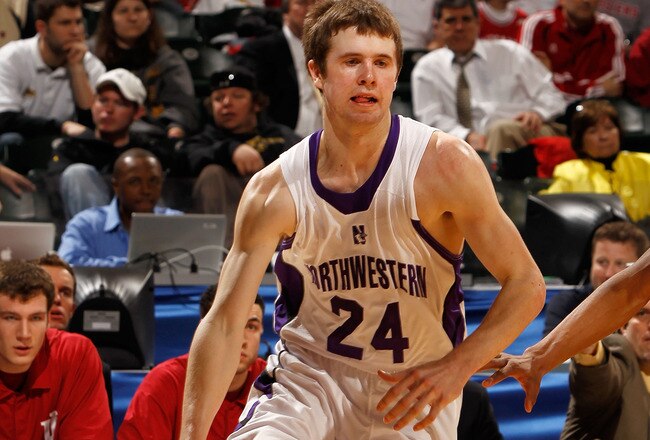 INDIANAPOLIS - MARCH 11:  Forward John Shurna #24 of the Northwestern Wildcats drives with the ball against the Indiana Hoosiers during the first round of the Big Ten Men's Basketball Tournament at Conseco Fieldhouse on March 11, 2010 in Indianapolis, Indiana.  (Photo by Jonathan Daniel/Getty Images)