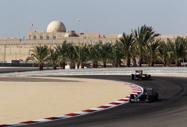 SAKIR, BAHRAIN - MARCH 14:  Michael Schumacher of Germany and Mercedes GP drives during the Bahrain Formula One Grand Prix at the Bahrain International Circuit on March 14, 2010 in Sakir, Bahrain.  (Photo by Mark Thompson/Getty Images)