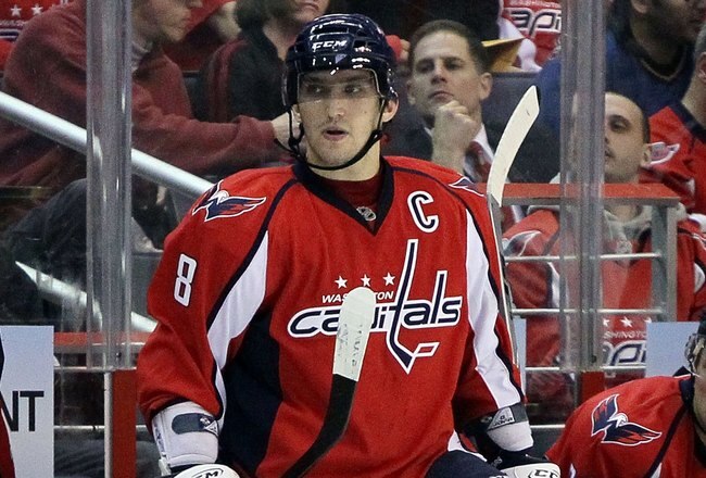 WASHINGTON DC, DC - MARCH 08:  Alex Ovechkin #8 of the Washington Capitals skates against the Dallas Stars on March 8, 2010 at the Verizon Center in Washington, DC. The Stars defeated the Caps 4-3 after a shootout.  (Photo by Jim McIsaac/Getty Images)