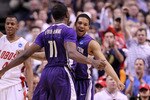 SAN JOSE, CA - MARCH 20:  Forward Matthew Bryan-Amaning #11 and Abdul Gaddy #10 of the Washington Huskies celebrates after a play against the New Mexico Lobos during the second round of the 2010 NCAA men's basketball tournament at HP Pavilion on March 20, 2010 in San Jose, California.  (Photo by Jed Jacobsohn/Getty Images)