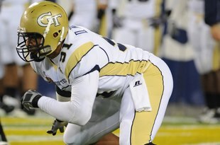 TAMPA, FL - NOVEMBER 28: Defensive end Derrick Morgan #91 of the Georgia Tech Yellow Jackets warms up for play against the Clemson Tigers in the 2009 ACC Football Championship Game December 5, 2009 at Raymond James Stadium in Tampa, Florida.  (Photo by Al Messerschmidt/Getty Images) 