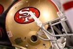 SAN FRANCISCO - SEPTEMBER 10:  A gerneral view of a San Francisco 49ers helmet during an NFL game between Arizona Cardinals and San Francisco 49ers on September 10, 2007 at Monster Park in San Francisco, California.  (Photo by Jed Jacobsohn/Getty Images)