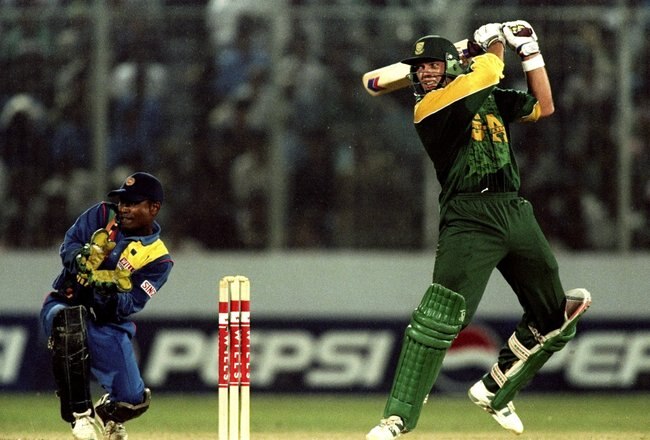 Oct 1998:  Jacques Kallis of South Africa in action the Wills International Cup against Sri Lanka at the Bangabandhu National Stadium in Dhaka in Bangladesh. \ Mandatory Credit: Clive Mason /Allsport