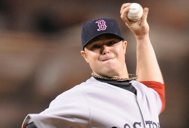 ANAHEIM, CA - OCTOBER 08:  Starting pitcher on Lester #31 if the Boston Red Sox delivers a pitch against the Los Angeles Angels of Anaheim during the first inning of Game One of the ALDS during the 2009 MLB Playoffs at Angel Stadium on October 8, 2009 in Anaheim, California.  (Photo by Lisa Blumenfeld/Getty Images)