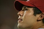 MIAMI GARDENS, FL - OCTOBER 03:  Injured quarterback Sam Bradford #14 of the Oklahoma Sooners looks up to the scoreboard late in the game against the Miami Hurricanes at Land Shark Stadium on October 3, 2009 in Miami Gardens, Florida. Miami defeated Oklahoma 21-20.  (Photo by Doug Benc/Getty Images)