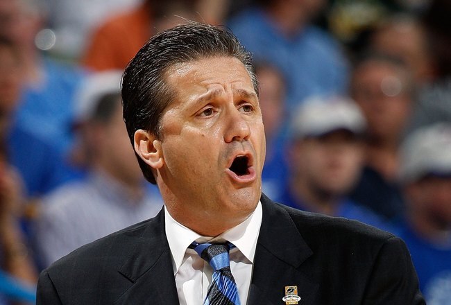 NEW ORLEANS - MARCH 20:  Head coach John Calipari  of the Kentucky Wildcats during the second round of the 2010 NCAA men's basketball tournament at the New Orleans Arena on March 20, 2010 in New Orleans, Louisiana.  (Photo by Chris Graythen/Getty Images)