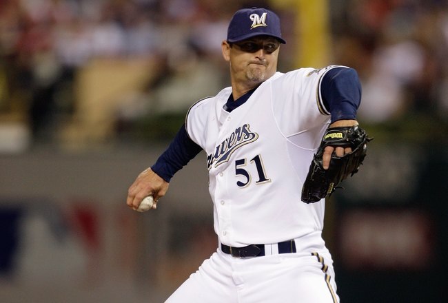 ST. LOUIS, MO - JULY 14:  National League All-Star Trevor Hoffman of the Milwaukee Brewers pitches during the 2009 MLB All-Star Game at Busch Stadium on July 14, 2009 in St Louis, Missouri. (Photo by Jamie Squire/Getty Images)