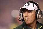 SAN DIEGO, CA - DECEMBER 30:  Head Coach Mike Bellotti of the University of Oregon Ducks looks on from the sidelines against the Oklahoma State University Cowboys during the Pacific Life Holiday Bowl at Qualcomm Stadium on December 30, 2008 in San Diego, California. (Photo by Donald Miralle/Getty Images)