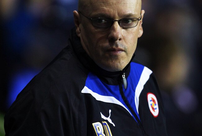 READING, ENGLAND - MARCH 16:  Reading Manager Brian McDermott looks on prior to the Coca-Cola Football League Championship match between Reading and Queens Park Rangers at the Madejski Stadium on March 16, 2010 in Reading, England.  (Photo by Bryn Lennon/Getty Images)
