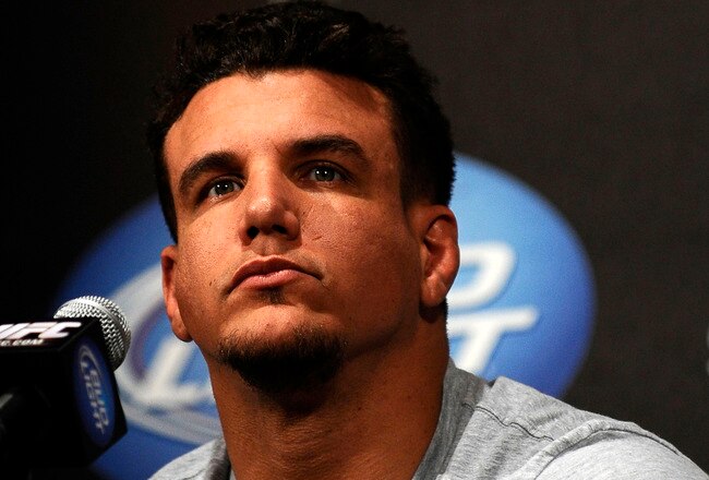 NEW YORK - MARCH 24:  Frank Mir of Las Vegas, Nevada speaks at a press conference for UFC 111 at Radio City Music Hall on March 24, 2010 in New York City.  Mir will face Shane Carwin of Denver, Colorado in the INterim heavyweight title bout.  (Photo by Jeff Zelevansky/Getty Images)
