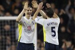 LONDON, ENGLAND - MARCH 24:  Goal scorers Roman Pavlyuchenko and David Bentley of Spurs celebrate after the FA Cup Quarter Final Replay match between Tottenham Hotspur and Fulham at White Hart Lane on March 24, 2010 in London, England.  (Photo by Julian Finney/Getty Images)