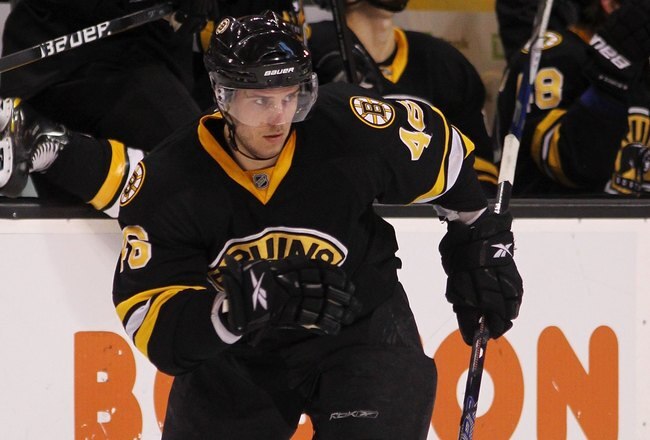 BOSTON - MARCH 18:  David Krejci #46 of the Boston Bruins skates against the Pittsburgh Penguins at the TD Garden on March 18, 2010 in Boston, Massachusetts.  (Photo by Bruce Bennett/Getty Images)