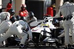 SAKIR, BAHRAIN - MARCH 14:  Pedro de la Rosa of Spain and BMW Sauber comes in for a pitstop during the Bahrain Formula One Grand Prix at the Bahrain International Circuit on March 14, 2010 in Sakir, Bahrain.  (Photo by Paul Gilham/Getty Images)
