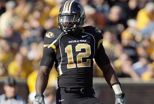 COLUMBIA, MO - NOVEMBER 7:  Sean Weatherspoon #12 of the Missouri Tigers walks on the field during the game against the Baylor Bears at Faurot Field/Memorial Stadium on November 7, 2009 in Columbia, Missouri. (Photo by Jamie Squire/Getty Images)