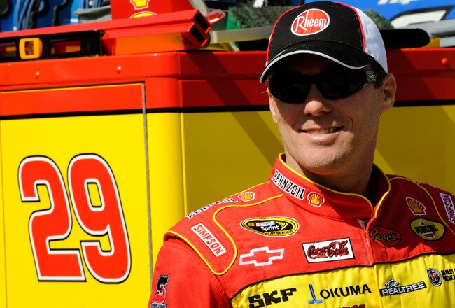 BRISTOL, TN - MARCH 19:  Kevin Harvick, driver of the #29 Shell/Pennzoil Chevrolet, stands in the garage area during practice for the NASCAR Sprint Cup Series Food City 500 at Bristol Motor Speedway on March 19, 2010 in Bristol, Tennessee.  (Photo by John Harrelson/Getty Images for NASCAR)
