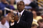 NORTH LITTLE ROCK, AR - MARCH 21:  Head coach Ernie Kent of the Oregon Ducks reacts during the game against the Mississippi State Bulldogs during the first round of the South Regional as part of the 2008 NCAA Men's Basketball Tournament at Alltel Arena on March 21, 2008 in North Little Rock, Arkansas.  (Photo by Andy Lyons/Getty Images)