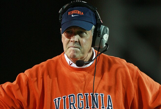 CORAL GABLES, FL - NOVEMBER 10:  Head coach Al Groh of the Virginia Cavaliers watches his team take on the Miami Hurricanes at the Orange Bowl November 10, 2007 in Coral Gables, Florida. The Hurricanes played their last game in the Orange Bowl as Virginia defeated Miami 48-0.  (Photo by Doug Benc/Getty Images)