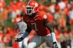 CLEMSON, SC - SEPTEMBER 23:  Ricky Sapp #7 of the Clemson Tigers defends the play during their game against the University of North Carolina Tar Heels on September 23, 2006 at Memorial Stadium in Clemson, South Carolina. (Photo By Streeter Lecka/Getty Images)
