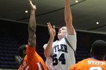 ANAHEIM, CA - NOVEMBER 29:  Matt Howard #54 of Butler puts up a shot against Trevor Booker #35 of Clemson during their 76 Classic game at Anaheim Convention Center on November 29, 2009 in Anaheim, California. Clemson defeated Butler 70-69.  (Photo by Victor Decolongon/Getty Images)