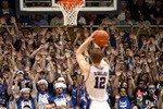 DURHAM, NC - MARCH 06:  Kyle Singler #12 of the Duke Blue Devils shoots a free throw against the North Carolina Tar Heels during their game at Cameron Indoor Stadium on March 6, 2010 in Durham, North Carolina.  (Photo by Streeter Lecka/Getty Images)