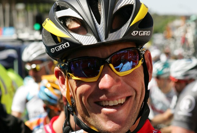 ADELAIDE, AUSTRALIA - JANUARY 20: Lance Armstrong of America riding for Team RadioShack at the start of stage two of the 2010 Tour Down Under January 20, 2010 in Adelaide, Australia. (Photo by James Knowler/Getty Images)