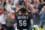 CHICAGO, IL - JULY 23: Pitcher Mark Buehrle #56 of the Chicago White Sox reacts in celebration after pitching a perfect game against the Tampa Bay Rays at U.S. Cellular Field on July 23, 2009 in Chicago, Illinois. The White Sox defeated the Rays 5-0, as Buehrle became the 18th pitcher in 132 years of major league baseball to throw a perfect game. (Photo by Scott Boehm/Getty Images)